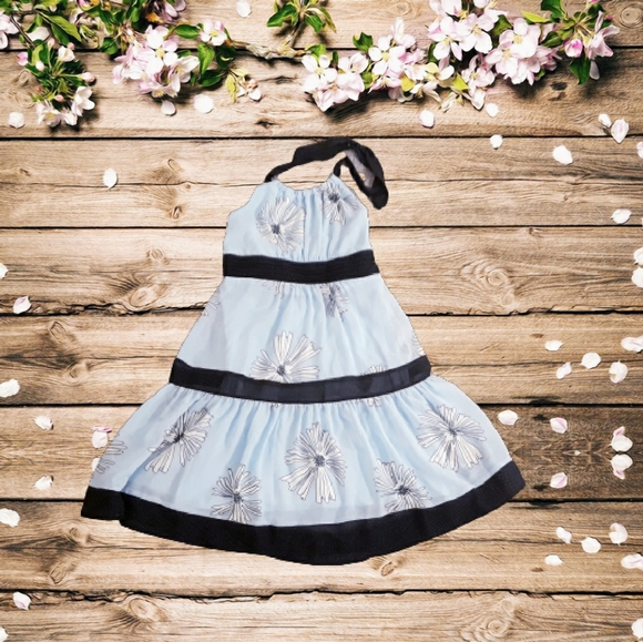 Hype Blue Daisy Print Halter Dress - Girl's Size 14 - Picture 1 of 7